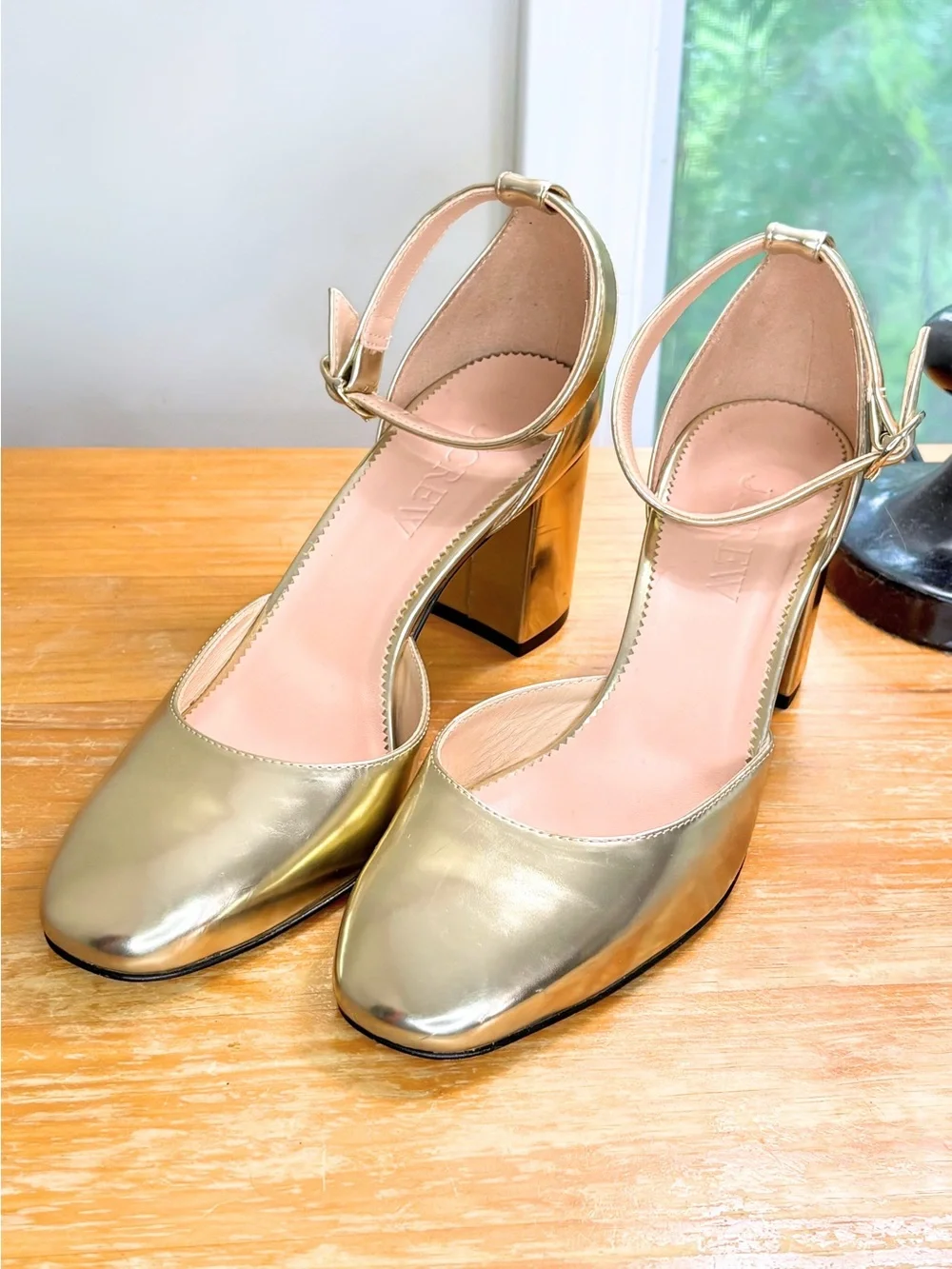 NWOB J. Crew Maisie Ankle Strap Metallic Heels